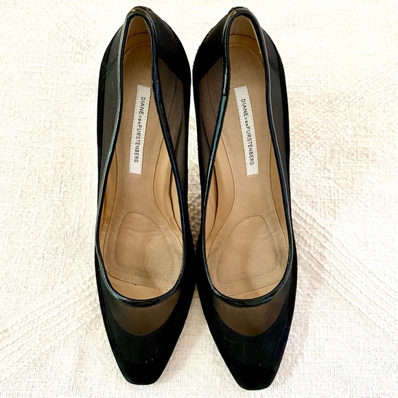 DVF Diane von Furstenberg Black Heels with Mesh Size 10 - Picture 4 of 10